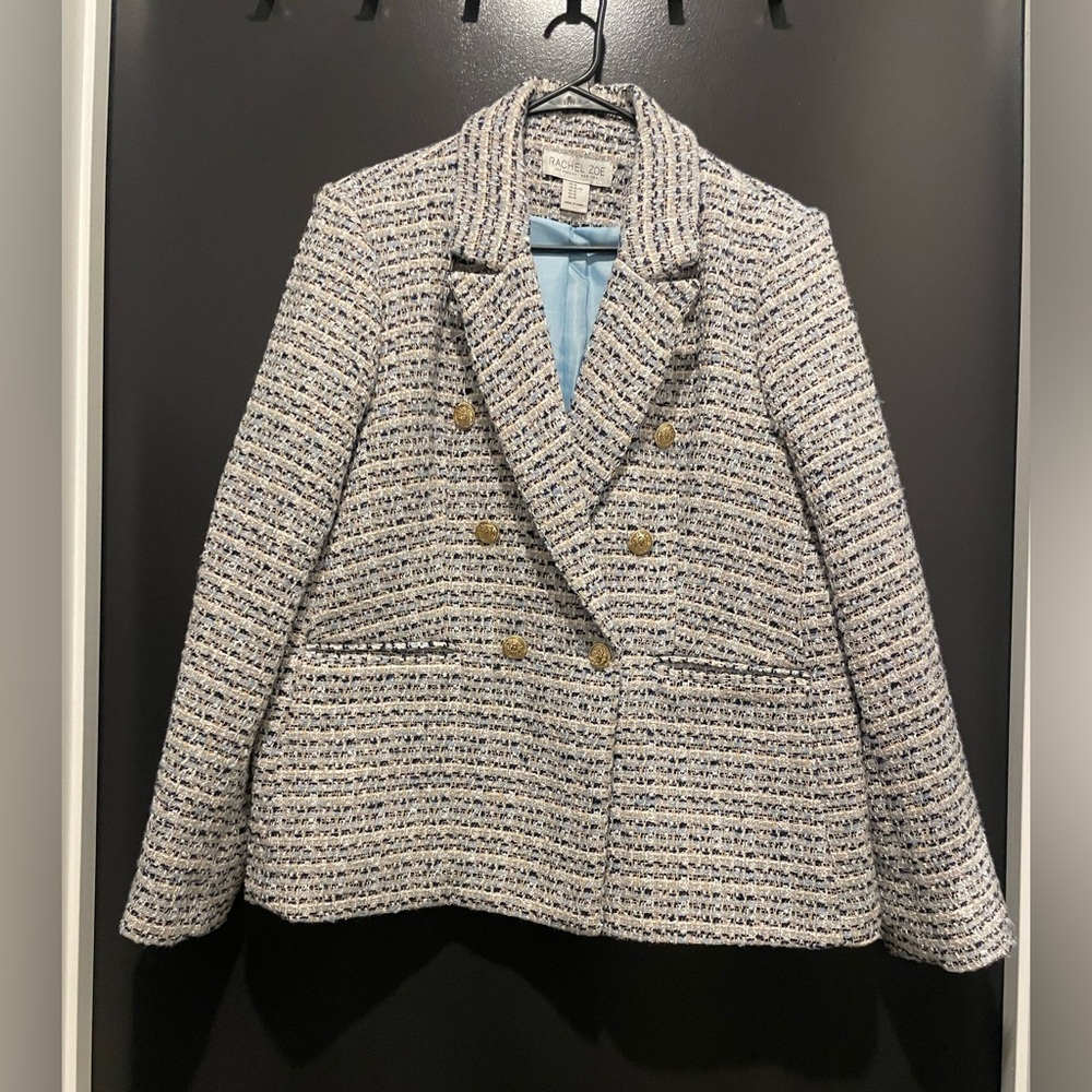 Rachel Zoe Navy and Cream Tweed Blazer